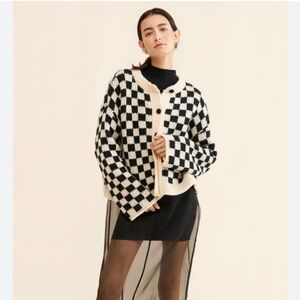 Anthropologie Desert Dreamer Checkerboard Cardigan Small